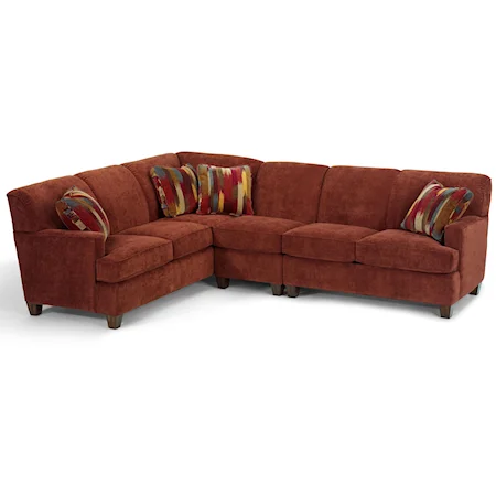 Contemporary 3 Piece Sectional Sofa with RAF Loveseat